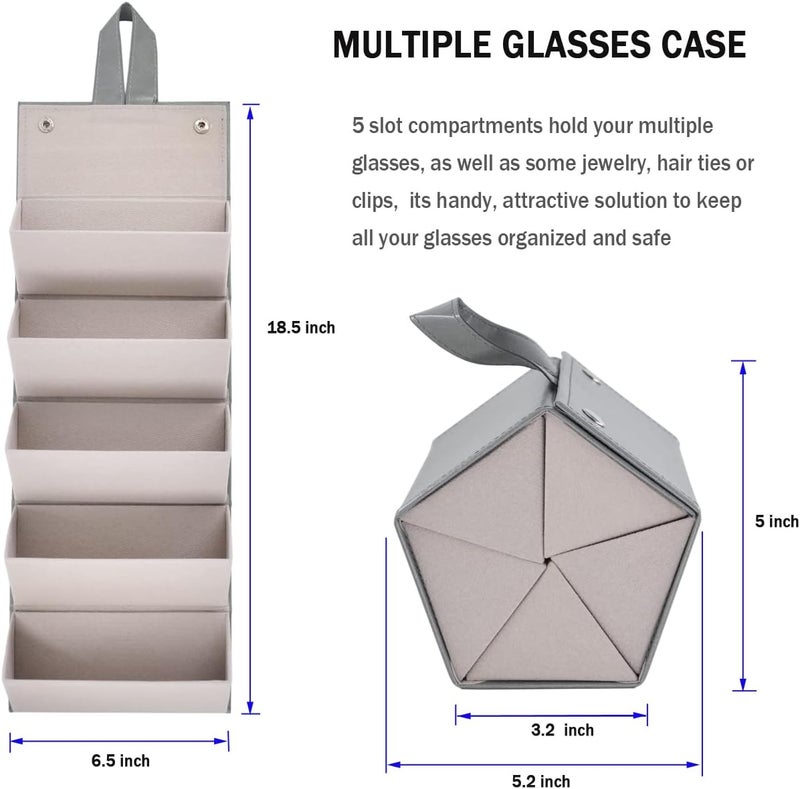 Kenpal Sunglasses Storage Organizer Holder Foldable Travel Case with 5 Slot Compartments for Multiple Glasses - Image 4